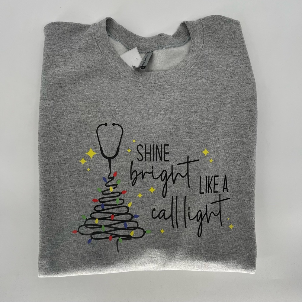 Gray Sweatshirt with Festive Stethoscope Design